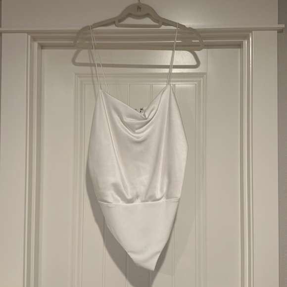 Alice + Olivia Harmon Bodysuit camisol cami tank top off white satin XL NWT - Picture 7 of 11